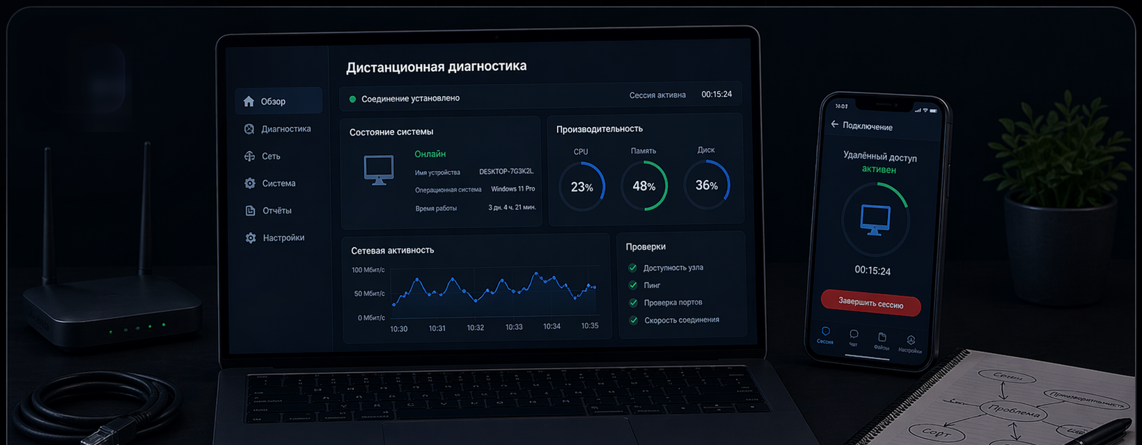 Дистанционная диагностика - иллюстрация услуги